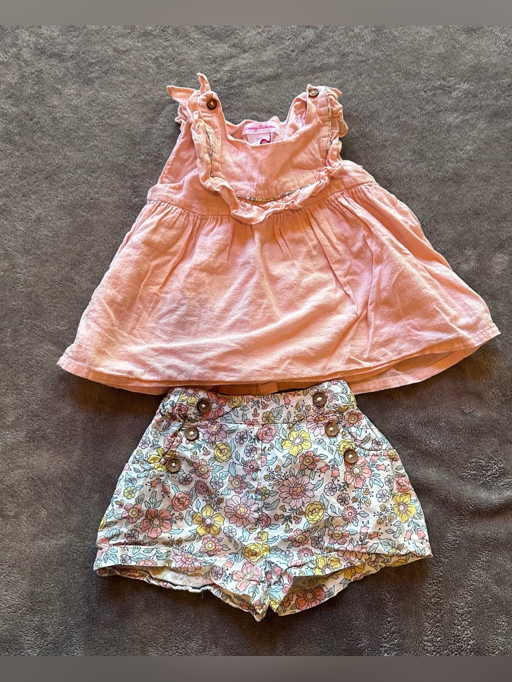 Tommy Bahama Girls 2T Pink Floral Shorts Set 100% Cotton Top & Shorts Outfit